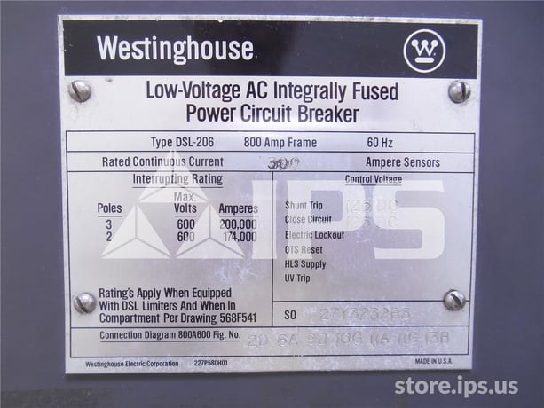 800 Amps WH Dsl-206 Eo/do 125 Volts DC Control, AC Pro Qt Lsig, 200- 600 Amps Ct, 2000 Amps Fuse - Image 4