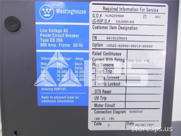 800 Amps WH Ds-206 Mo/do Amptector Ii-a Se Ls, 600 Amps Ct - Image 3