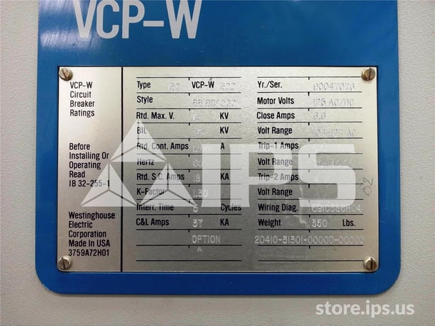 1200 Amps WH 150vcp-w 500 (150vcp-w 500) 120 Volts AC Control, 125 Volts DC Trip, 18k Amps Sc, Bottle# - Image 5