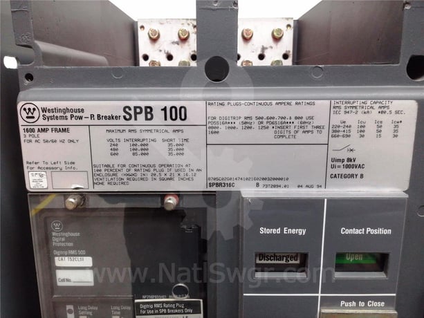 1600 Amps WH Spb-100 Eo/do (spb100) 120 Volts AC Control, Digitrip Rms 500 Lsi, 1600 Amps Rp, 1600 Amps Ct - Image 6