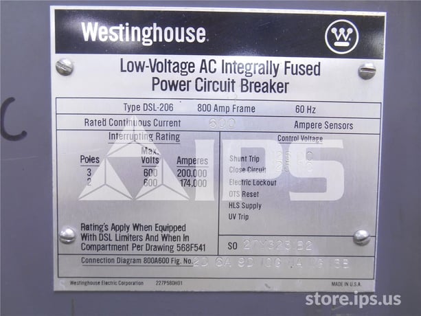800 Amps WH Dsl-206 Eo/do 125 Volts DC Control, Amptector I Lig, 600 Amps Ct, 2000 Amps Fuse - Image 4