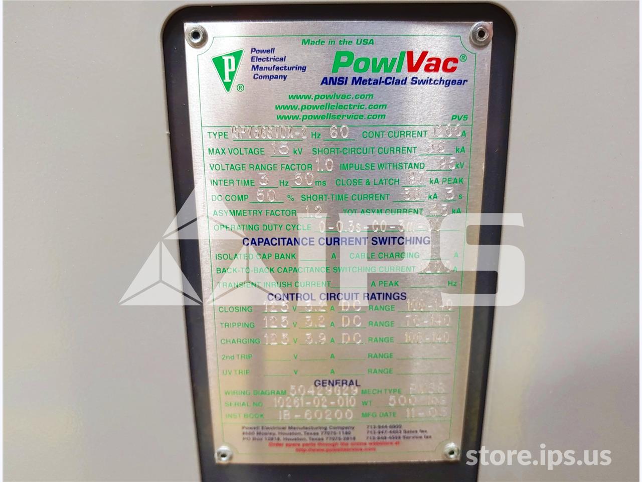 1200 Amps Pwl 15pv36stdx Pvs8 750mva/36k Amps Unused Surplus (15pv36) 125 Volts DC Control - Image 5