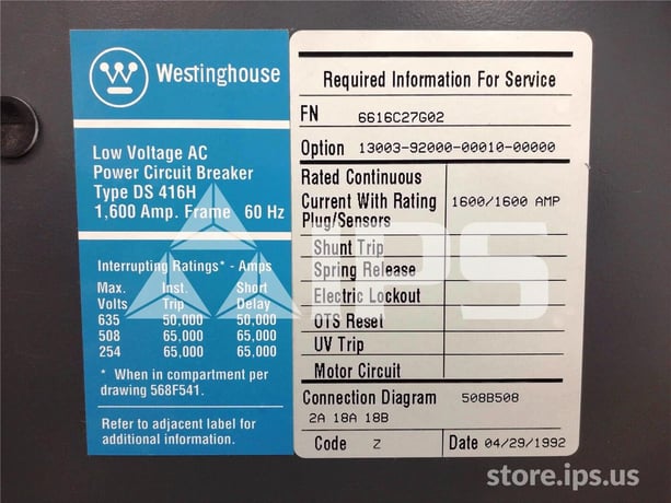 1600 Amps WH Ds-416h Mo/do Digitrip Rms 800 Ls, 800 Amps Rp, 1600 Amps Ct, Ptm - Image 5