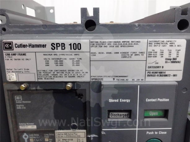 1200 Amps WH Spb-100 Eo/do (spb100) 120 Volts AC Control, Digitrip Rms 510 Lsi, 1200 Amps Rp, 1000 Amps Ct - Image 6
