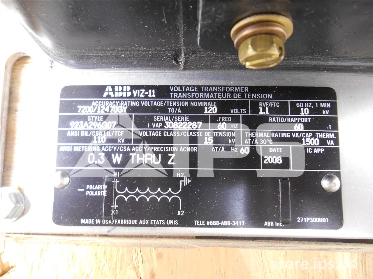 ABB 60:1 Viz-11 Potential Transformer Unused Surplus 15kv, 110 KV Bil, 7200:120, Single Fuse - Image 2