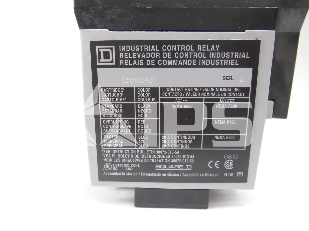 Square d, 120vac Type X Control Relay Series 8501, 4no 10 Amps Contact - Image 2