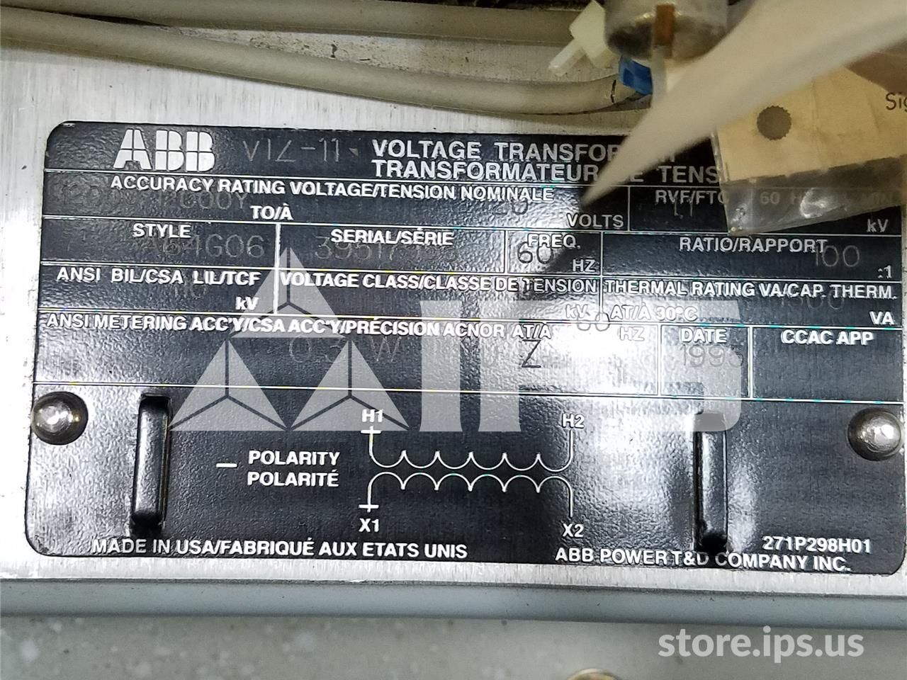 ABB 100:1 Viz-11 Potential Transformer 15kv, 110 KV Bil, 12000:120, Double Fuse - Image 2