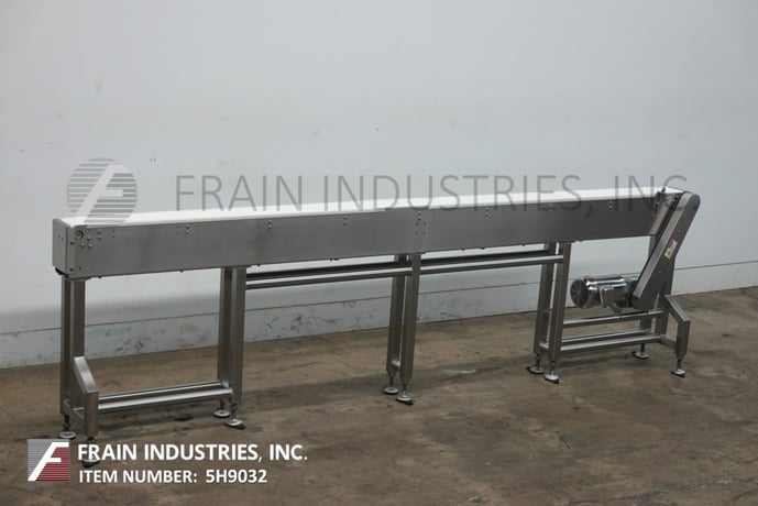6" wide x 11.9' long, Stainless Steel table top conveyor, 38"-42" infeed & discharge range, 1 HP, mounted on - Image 1