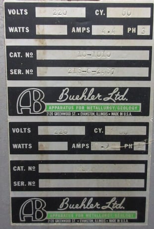 Buehler Specimen #10-1010, 230/460 V., 3-phase, extra holding vise, 5-extra diamond wheels, coolant, S/N - Image 6