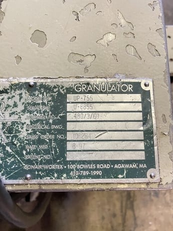55" Wortex #UP755, under the press granulator, 20 HP, power hopper tilt, #18518J - Image 5