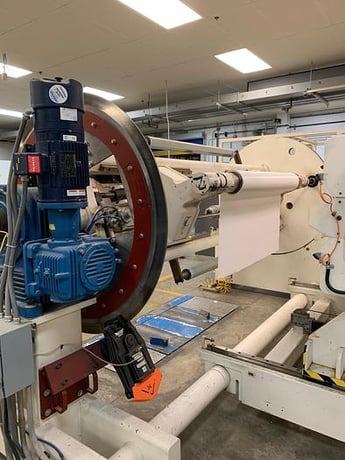 Geometrics, 66" shaftless turret unwind with splicing, 40" OD capacity, rebuilt 2011 - Image 1