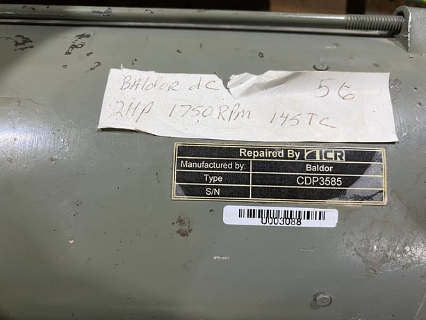 2 HP 1750 RPM Baldor, Frame 145TC 180 Volts - Image 2