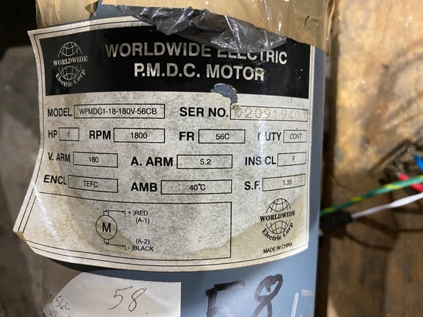 1 HP 1800 RPM Worldwide, Frame 56C 180 Volts - Image 2