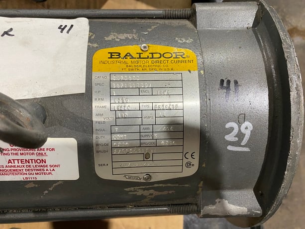 3 HP 1750 RPM Baldor, Frame 182TC 180 Volts - Image 2