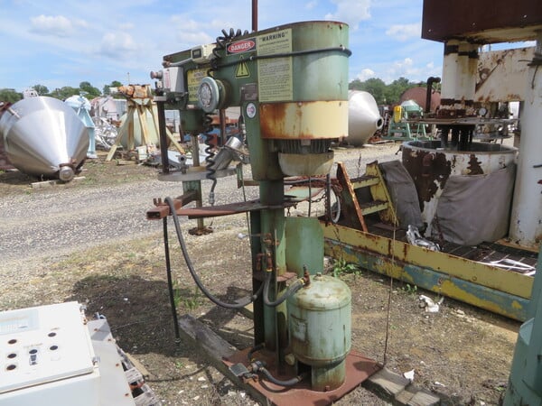 Schold, 20 gallon Stainless Steel post mixer, 5 HP variable speed belt drive, open top/cone bottom - Image 1