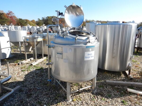 180 gallon Mueller, 750 liter 316L Stainless Steel jacketed pressure vessel, 50/125 psi, 1983 - Image 1