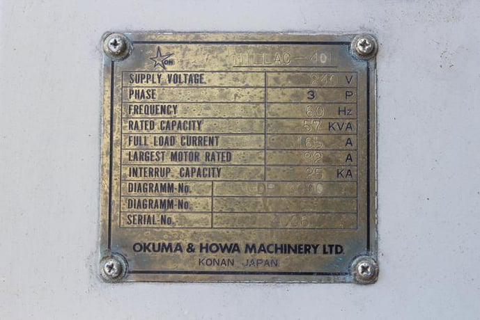 Okuma-Howa #Millac-40H, CNC horizontal machining center, 60 automatic tool changer, 22" X, 24" Y, 22" Z - Image 7