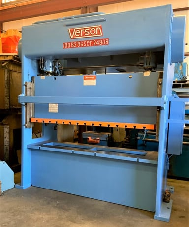 100 Ton, Verson #100-B2-96, straight side double crank, 4" stroke, 16" Shut Height, 55 SPM, 96" x30" bed - Image 3