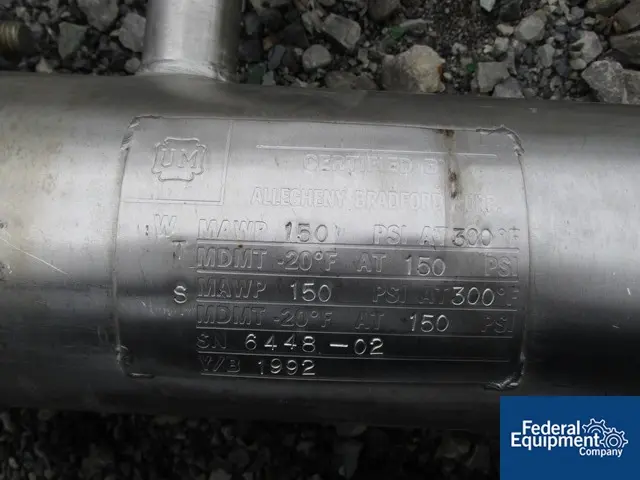 5 sq.ft., 150 psi shell, 150 psi tubes, Allegheny Bradford, heat exchanger, all Stainless Steel, U tube - Image 4