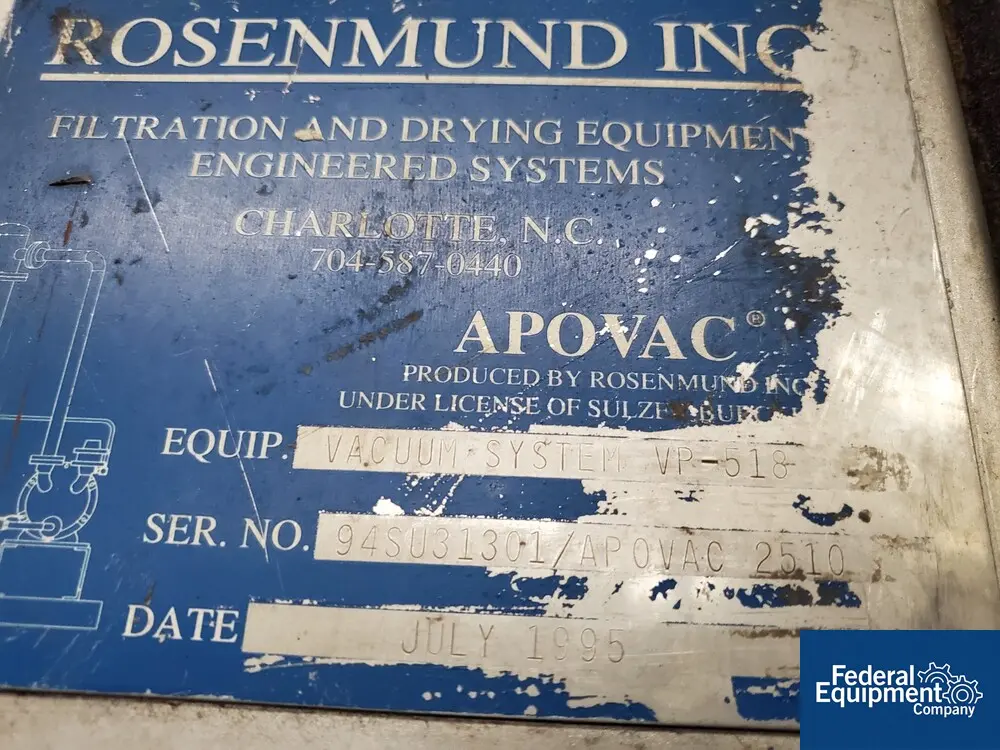 170 CFM, Rosenmund #2510, APOVAC vacuum solvent recovery system, Stainless Steel, 20 hp, 230/460 volt xp motor - Image 2