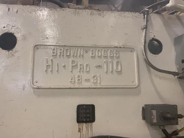 110 Ton, Brown & Boggs #HP2-110, straight side double crank, 1.5" stroke, 18" Shut Height, 4" adjustment, 70 - Image 9