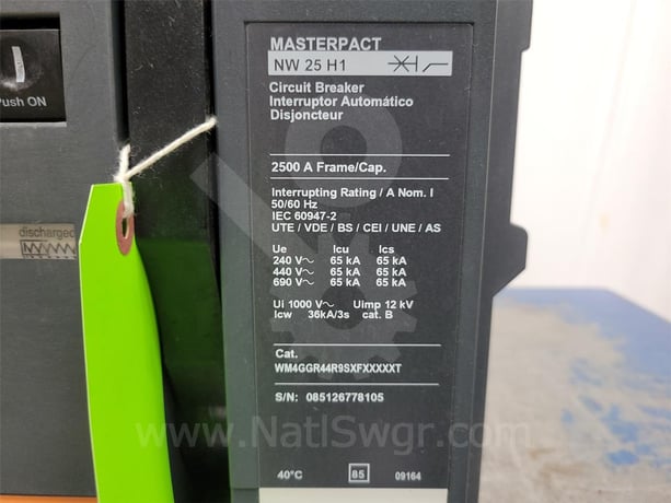 2500 Amps Square D Merlin Gerin Masterpact Nw25 H1 Mo/do Wm4ggr44r9sxfxxxxxt 120 Volts AC Shunt Trip, 2500 - Image 6