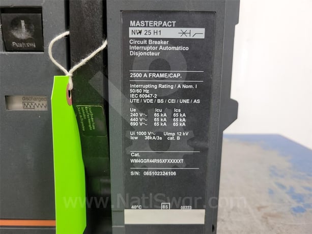 2500 Amps Square D Merlin Gerin Masterpact Nw25 H1 Mo/do Wm4ggr44r9sxfxxxxxt Parts Unit, 120 Volts AC Shunt - Image 7