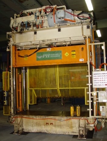 50 Ton, Hydraulic press, down-act, 52" stroke, 66" daylight, 4-post, 101" x42" bed, 5" bore - Image 1