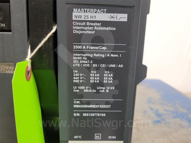 2500 Amps Square D Merlin Gerin Masterpact Nw25 H1 Mo/do Wm4ggr44r9sxfxxxxxt 120 Volts AC Shunt Trip, 2500 - Image 6