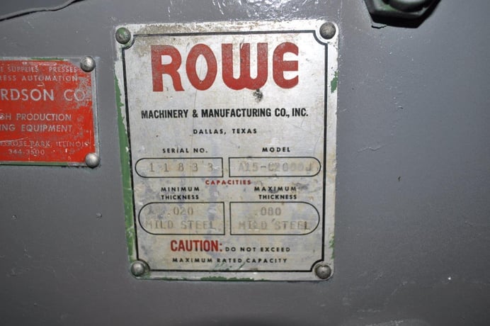 2000 lb. Rowe #A10-C2000J, 15" x .080", entry & exit pinch rolls, manual guide adj. - Image 10
