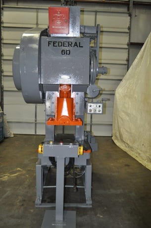 60 Ton, Federal #60, 4" stroke, 13" Shut Height, 2.5" adj., 32" x 21" bed, 120 SPM, air clutch & brake, 1982 - Image 2