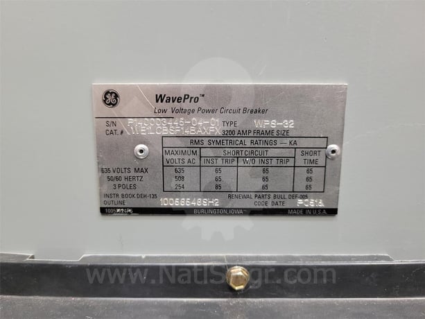 3200 Amps GE Wps-32 Eo/do We1lcbsf14baxfx 120 Volts AC Control, Mvt Pm Lsg, 3200 Amps Ct, 3200 Amps Rp - Image 6