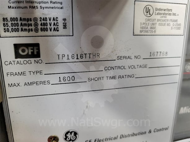 1600 Amps GE Tp Power Break Mo/bi (tp1616) Mvt Pm Lshg, 1600 Amps Ct, 1200 Amps Rp - Image 7