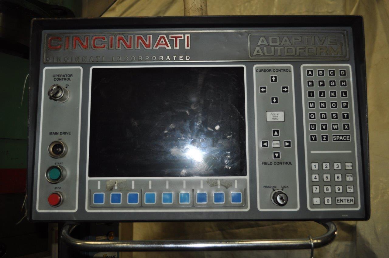 350 Ton, Cincinnati #350AF10, hydraulic press brake, 12' overall, 126" between housing, 10" stroke, 18" DL - Image 7
