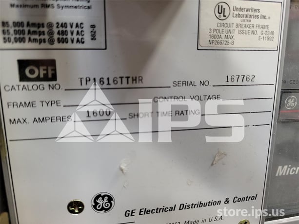 1600 Amps GE Tp Power Break Mo/bi (tp1616) Mvt Pm Lshg, 1600 Amps Ct, 1200 Amps Rp - Image 5
