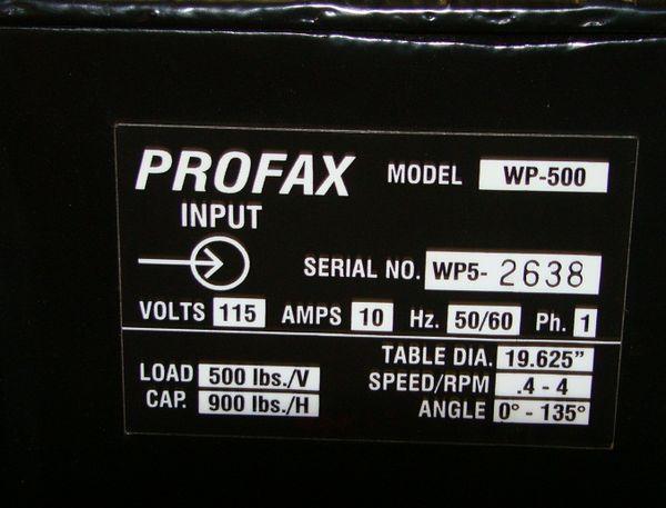 500 lb. Profax #WP-500, welding positioner, 115 V., variable speed rotation - Image 5