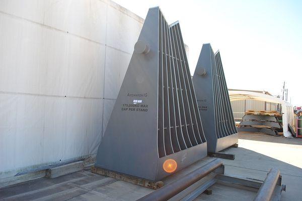 385 Ton, Steam turbine rotor stands, 143" floor to V, 155" OAH, 385 ton combined capacity - Image 1