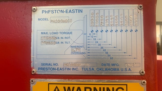 10000 lb. Preston-Eastin #PA100HD-12, welding positioner with 54" round table, 2012 - Image 4