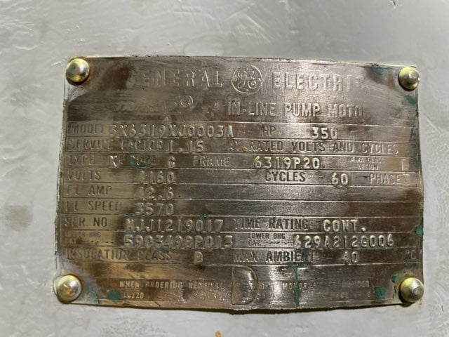 350 HP 3600 RPM General Electric, Frame 6319P20, TEFC BB, 4160 Volts - Image 3