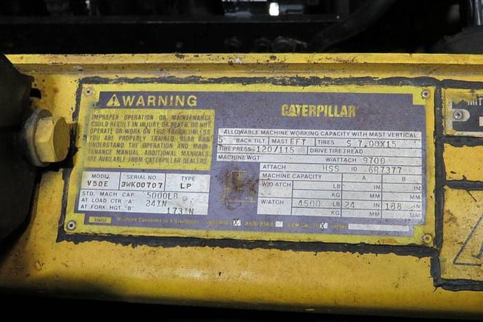 5000 lb. Caterpillar #V50E, propane forklift w/48" Cascade reach fork attachment - Image 9