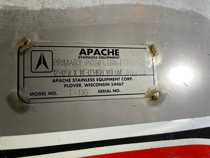 11844 gallon Apache, 316L Stainless Steel tank, 12' D x 14H - Image 7