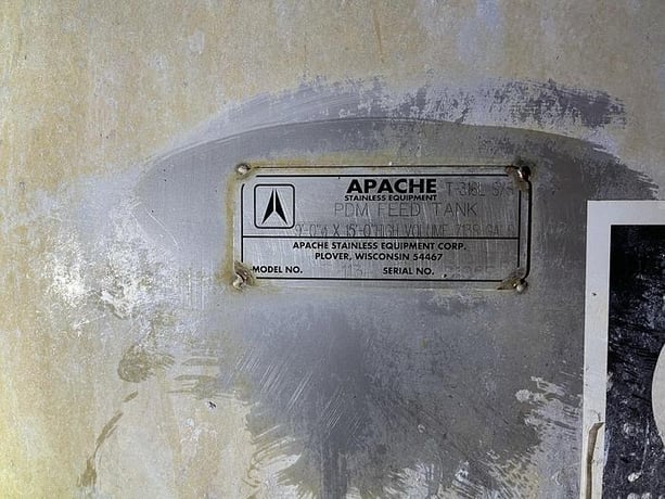 7138 gallon Apache, 316L Stainless Steel PDM feed tank with agitator, 9' x 15' - Image 6