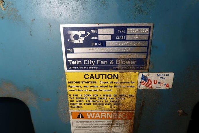 Twin City #RBW-SW, booster fan Stainless Steel, 25 HP, size 915, class 32 - Image 3