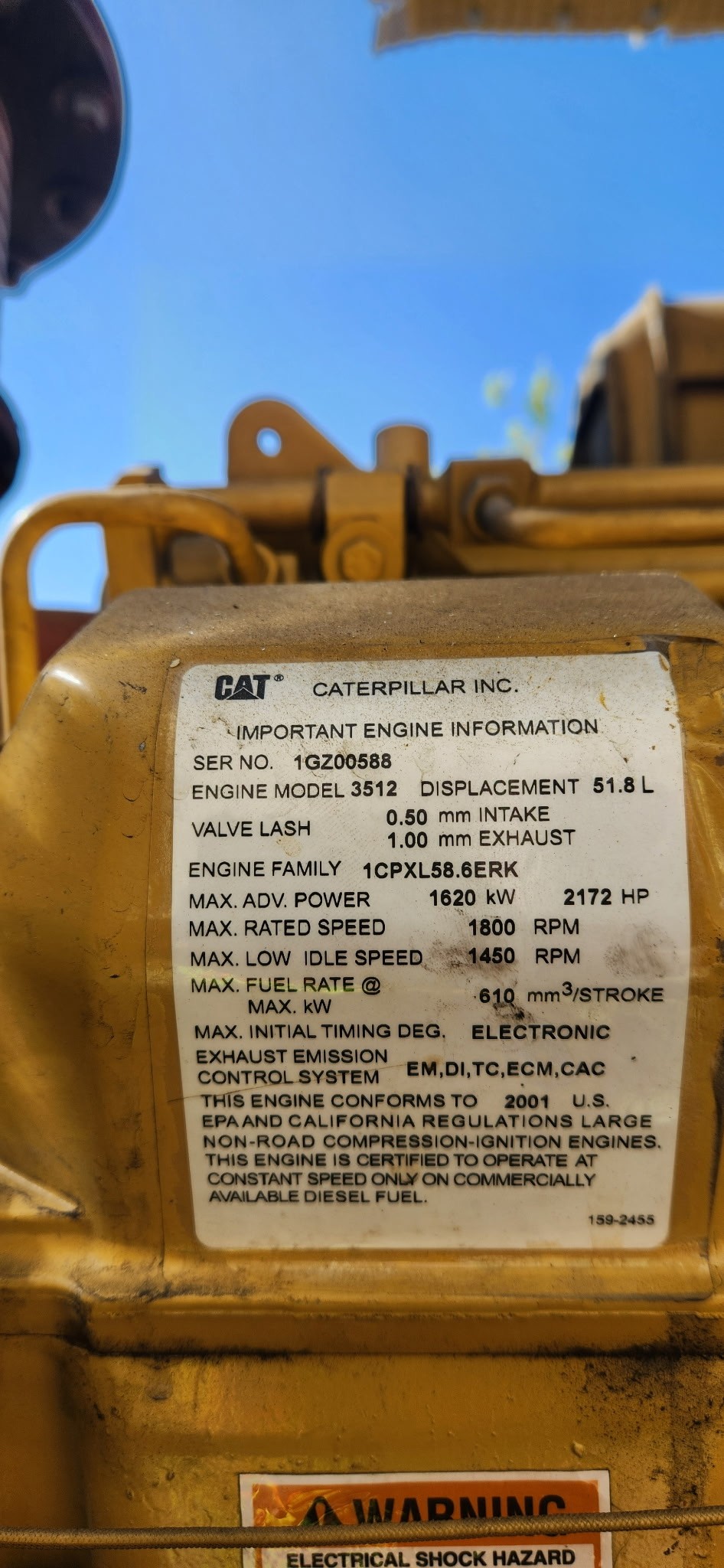 1250 KW Caterpillar #3512B, 794 hours, Tier 1, 2001, S/N CMC00207 - Image 9
