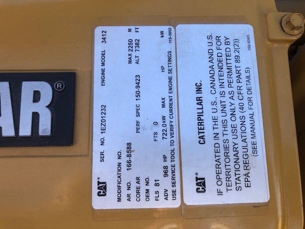 650 KW Caterpillar #3412E, diesel generator set, 292 hours, Tier 1, 2000, S/N 9EP00370 - Image 1