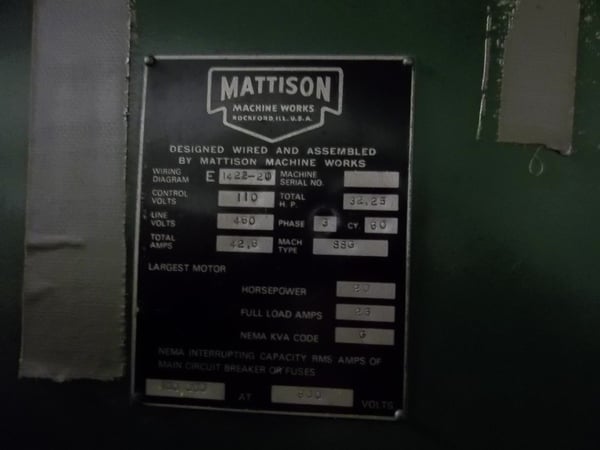 24" x 72" Mattison, surface grinder, 20 HP, 460 V., 3 phase 60 hz - Image 3