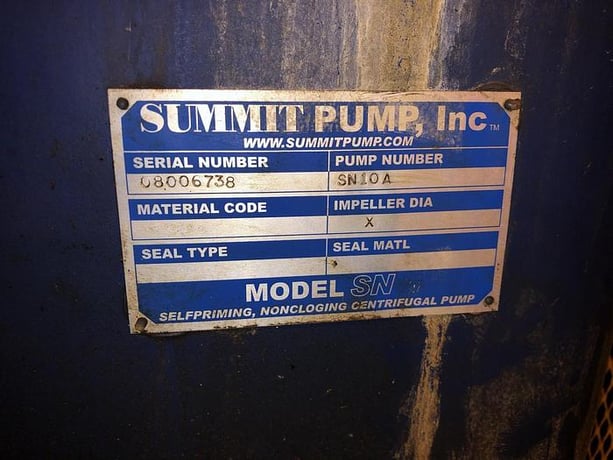 Summit #SN10A, centrifugal pump with Marathon Electric XRI 60 HP motor - Image 4