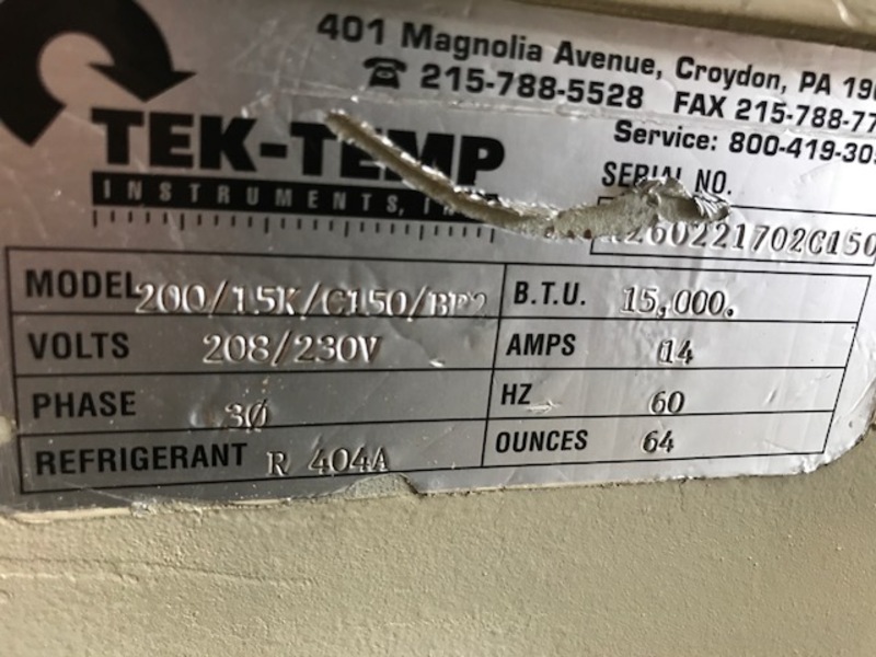 Tek-Temp #200/15KC150, 15000 BTU, air cooled (2 available) - Image 7