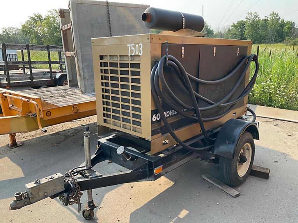 60 KW Kohler #60RZ251, Fast Response-II Portable Generator, 240 Volts, 78 hours, 180 Amp, 608 RPM, gas, 1989 - Image 2