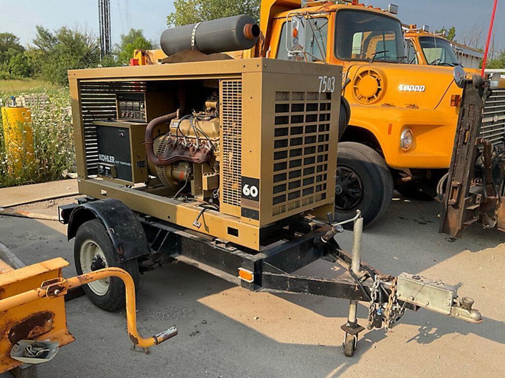 60 KW Kohler #60RZ251, Fast Response-II Portable Generator, 240 Volts, 78 hours, 180 Amp, 608 RPM, gas, 1989 - Image 7